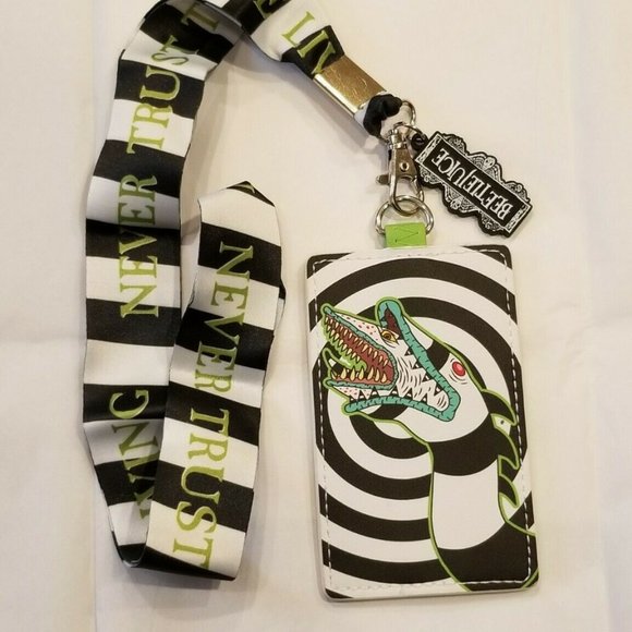 Loungefly Accessories - Loungefly Beetlejuice Sandworm Lanyard ID Holder Never Trust the Living NEW